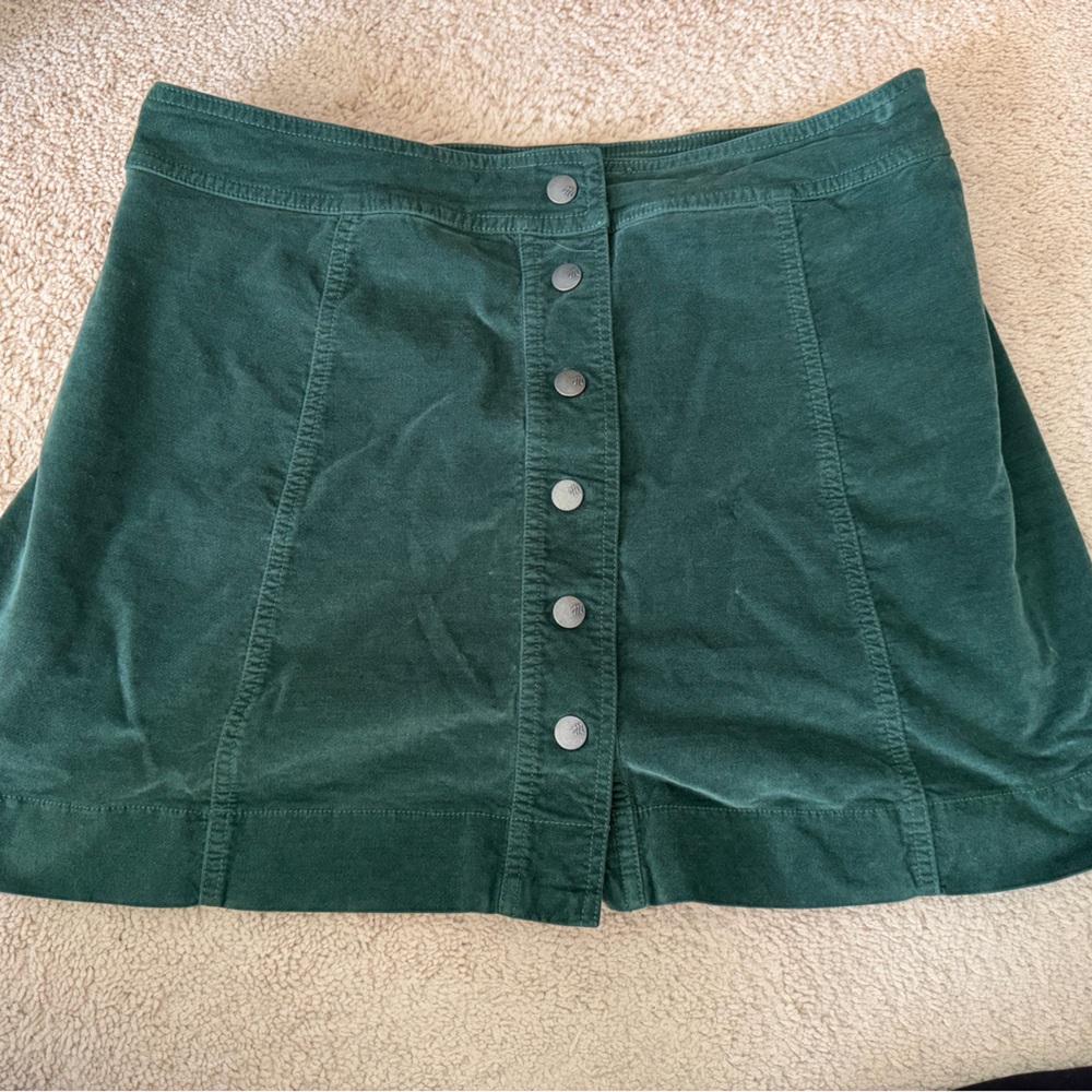 Madewell Deep Green Button Skirt